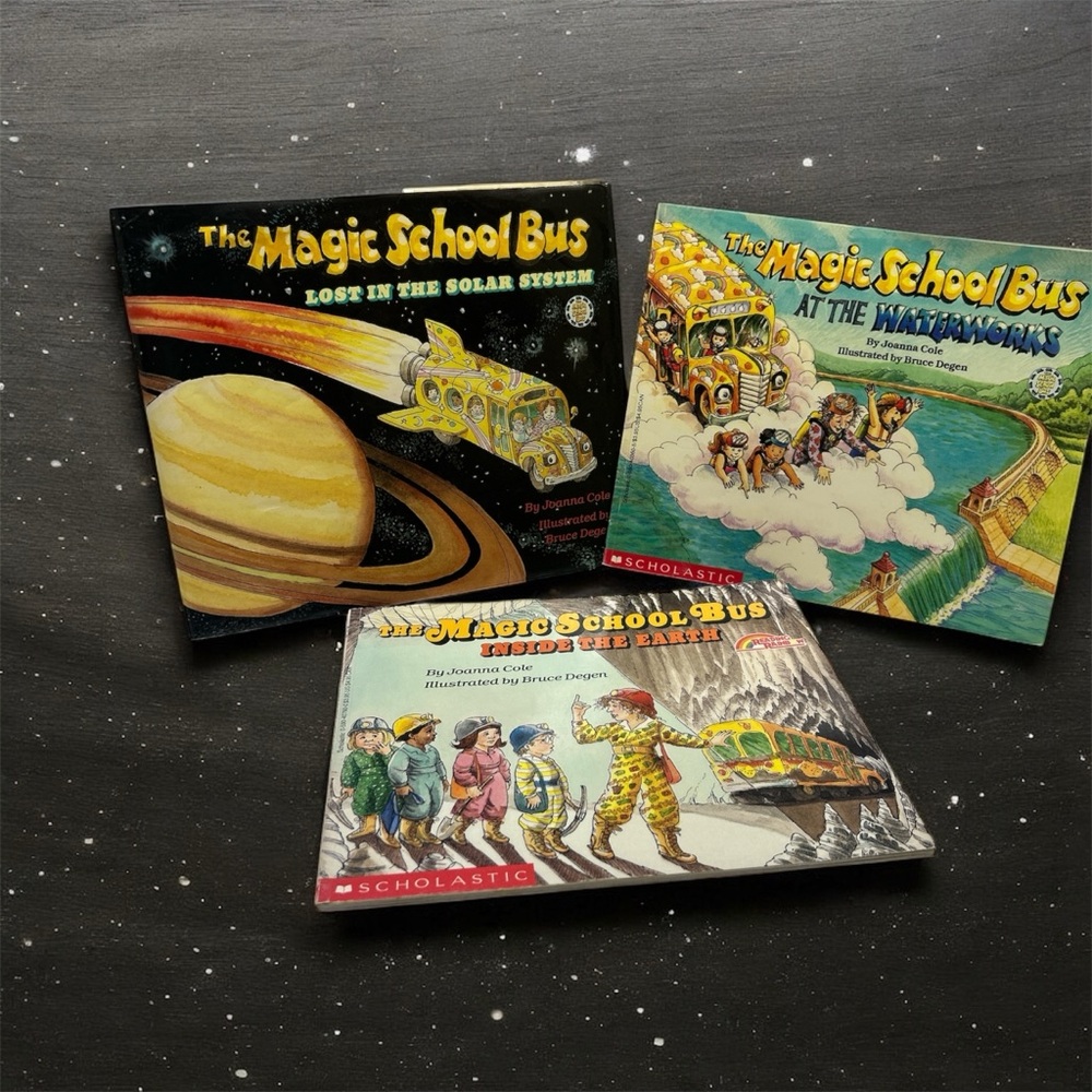 The Magic School bus 3 books vintage 80's & 90's Inside the Earth 1 hardcover